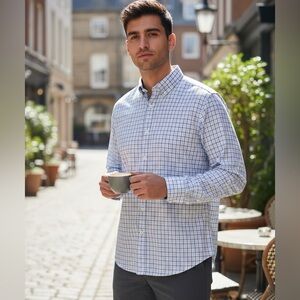 JAMES TATERSAL LONG SLEEVE BUTTON DOWN SHIRT MENS SIZE 17.5 32/33